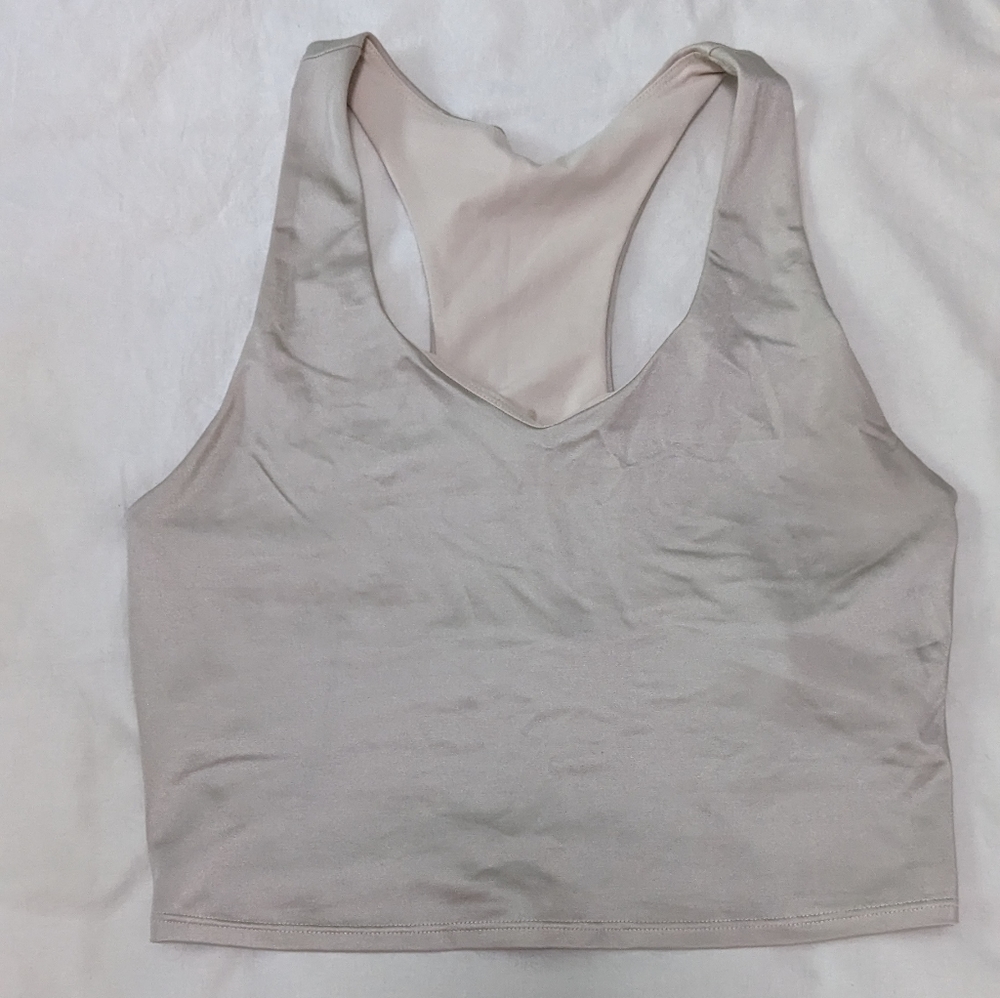 Fabletics Shimmery Champagne Crop Tank with Unlined Sports Bra